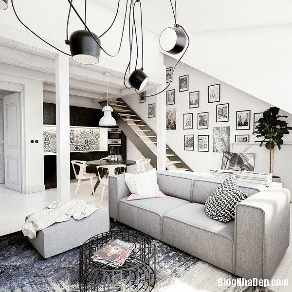 Mẫu thiết kế căn hộ chung cư màu trắng tuyệt đẹp ở Prague