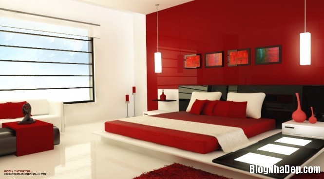 Phòng ngủ màu đỏ đầy đam mê