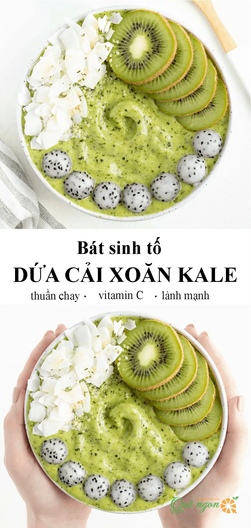 Bát sinh tố dứa cải xoăn giàu viatmin C chống cảm lạnh