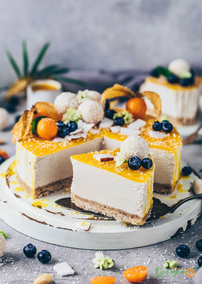 Cách làm bánh cheesecake dừa với Raffaello