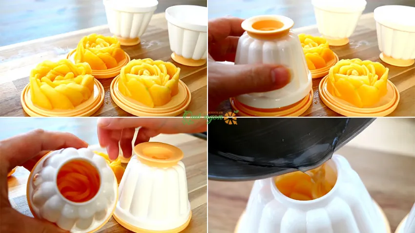 Cách làm thạch pudding xoài hoa hồng