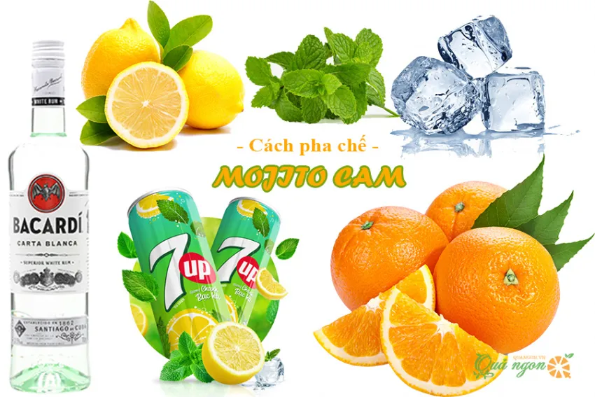 Cách pha chế cocktail mojito cam Cuba