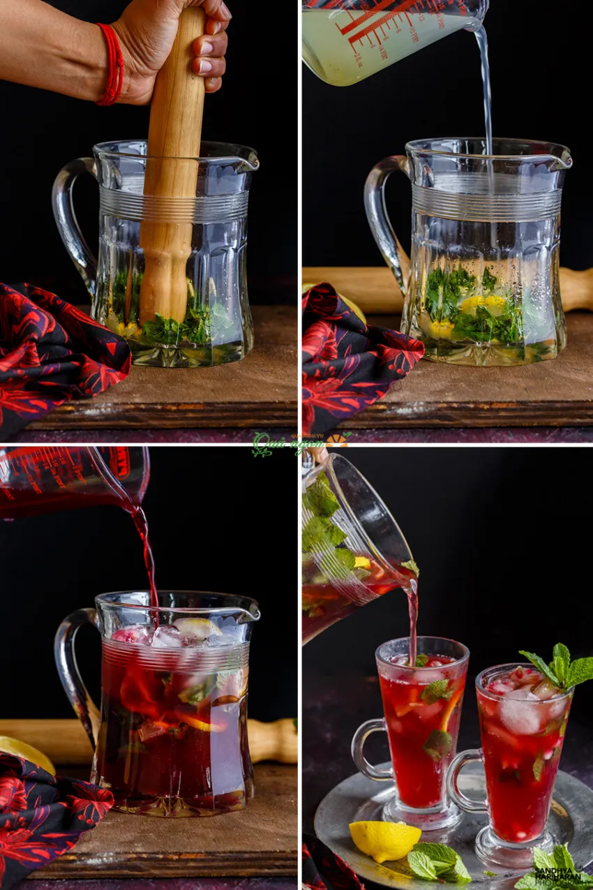 Cách pha chế cocktail mojito lựu bạc bà