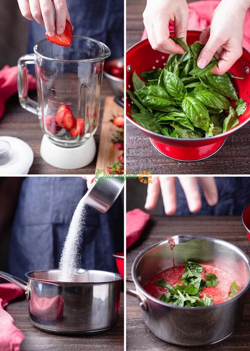 Cách pha chế Soda dâu tây húng quế – Strawberry Basil Soda