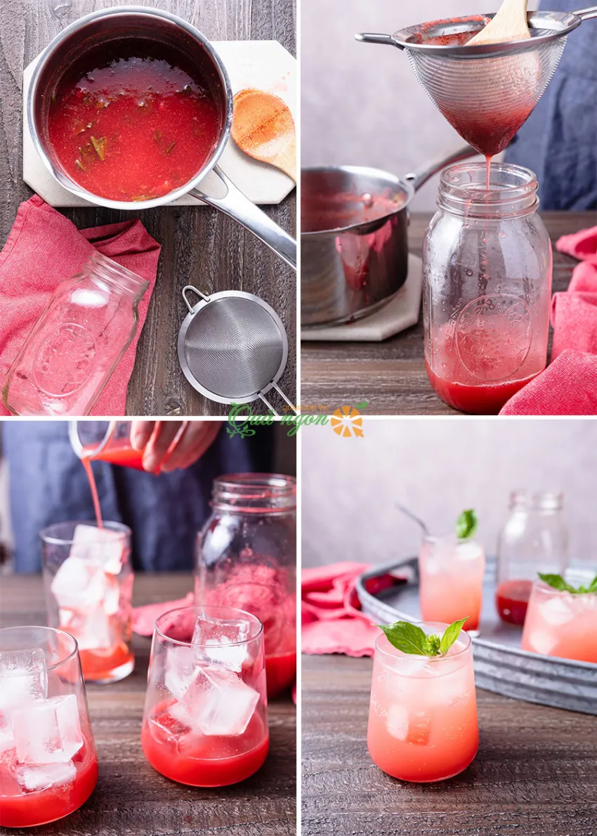 Cách pha chế Soda dâu tây húng quế – Strawberry Basil Soda