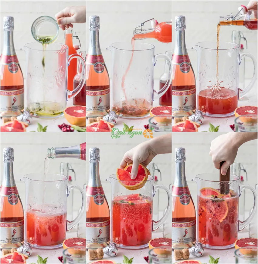 Công thức Cocktail Sangria Champagne hồng