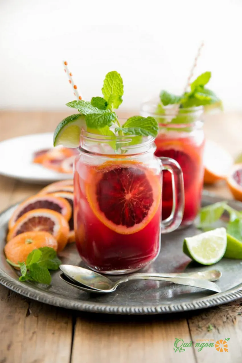 Công thức pha chế Cocktail Cam máu Kombucha Spritzers