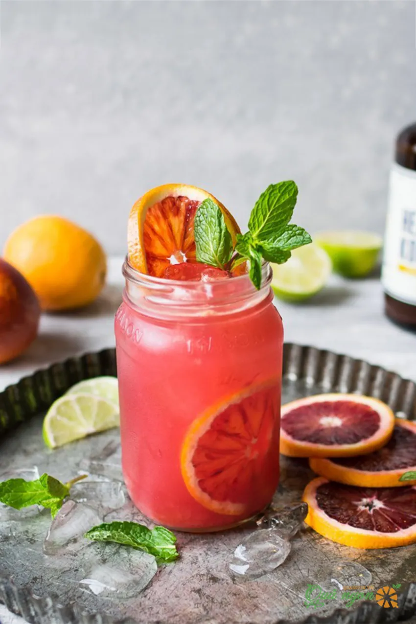 Công thức pha chế Cocktail Cam máu Kombucha Spritzers